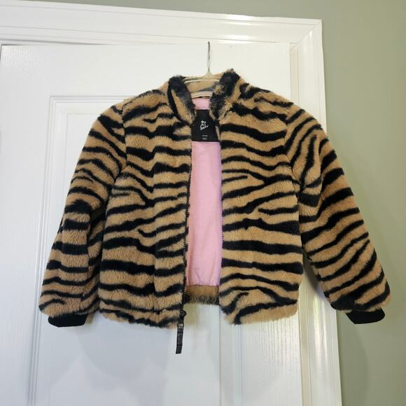 Art Class Girl's Size S (6/6x) Tiger Print Faux‎ Fur Jacket - Picture 2 of 6